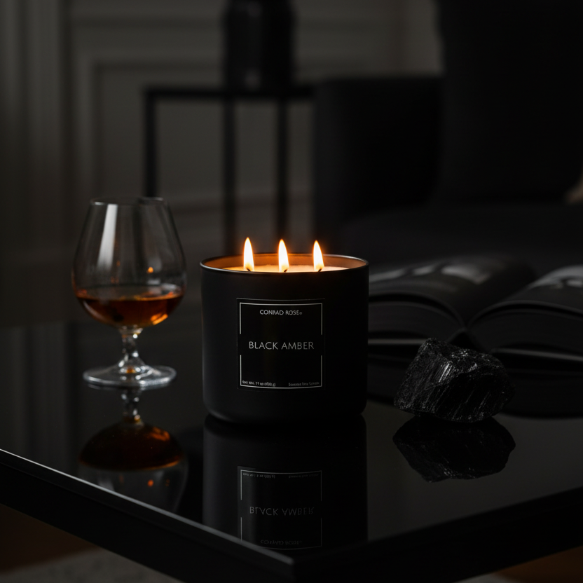 Black Amber 3-Wick In-Use Shot