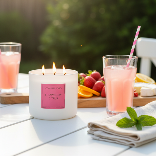 Strawberry Citrus 3-Wick In-Use Shot