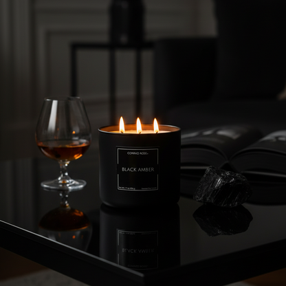 Black Amber 3-Wick In-Use Shot