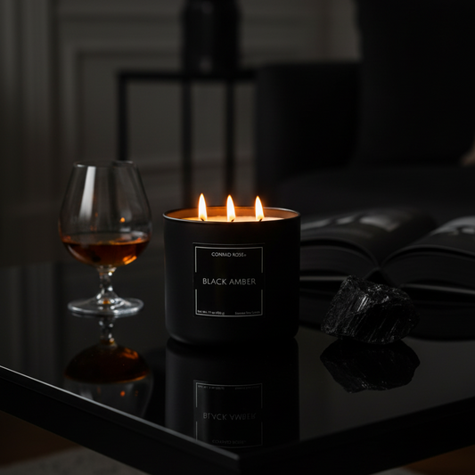 Black Amber 3-Wick In-Use Shot