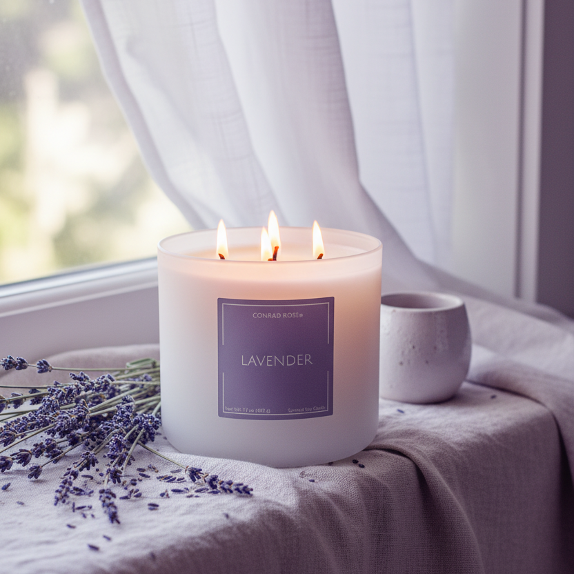 Lavender 3-Wick In-Use Shot