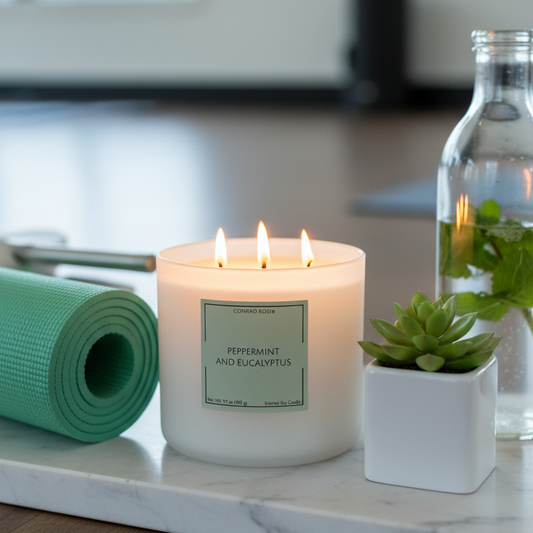 Peppermint & Eucalyptus 3-Wick In-Use Shot